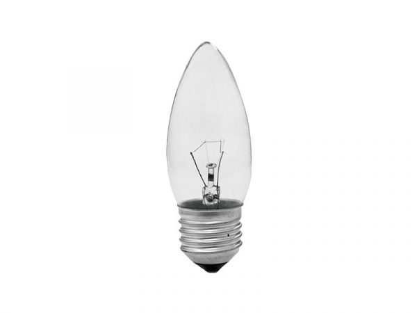 LÁMPARA INCANDESCENTE VELA PLANA TRANSPARENTE 40W 127V E27