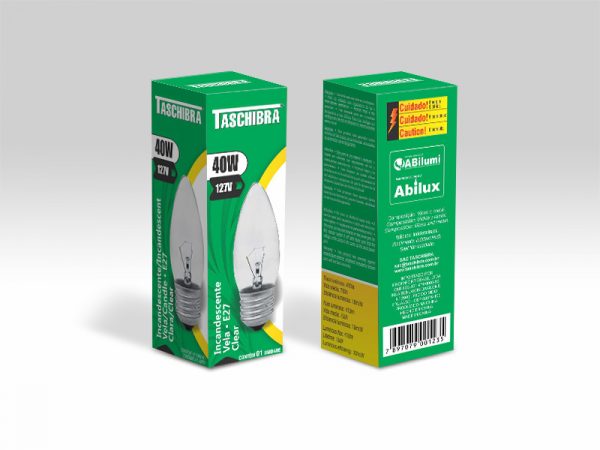 LÁMPARA INCANDESCENTE VELA PLANA TRANSPARENTE 40W 127V E27 - Imagen 2