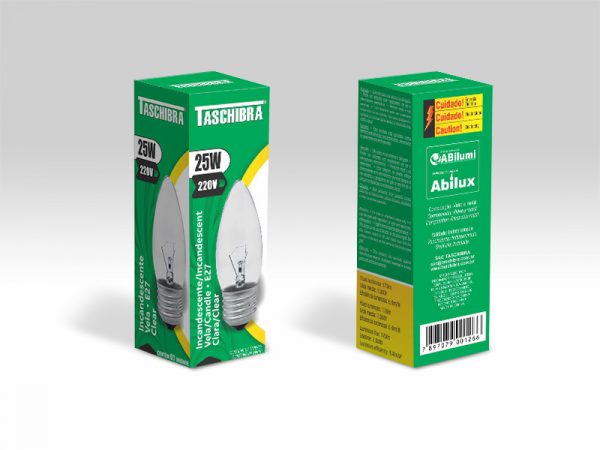 LÁMPARA INCANDESCENTE VELA PLANA TRANSPARENTE 25W 220V E27 - Imagen 2