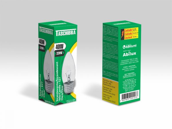 LAMPARA INCANDESCENTE VELA PLANA TRANSPARENTE 40W 220V E27 - Imagen 2