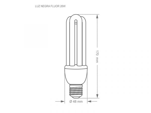 LÁMPARA FLUORESCENTE COMPACTA LUZ NEGRA 3U 26W 220V ENC - Imagen 2