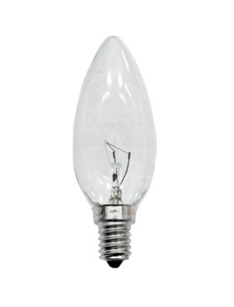LÁMPARA INCANDESCENTE VELA PLANA TRANSPARENTE 25W 220V E14