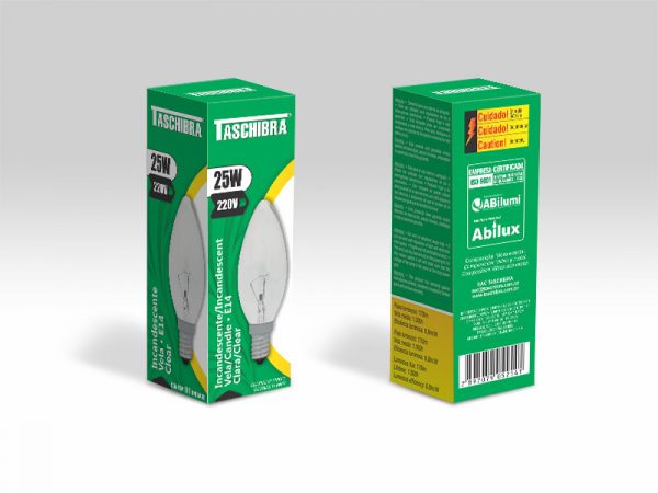 LÁMPARA INCANDESCENTE VELA PLANA TRANSPARENTE 25W 220V E14 - Imagen 3