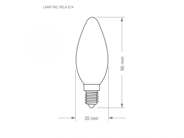 LÁMPARA INCANDESCENTE VELA PLANA TRANSPARENTE 25W 220V E14 - Imagen 4