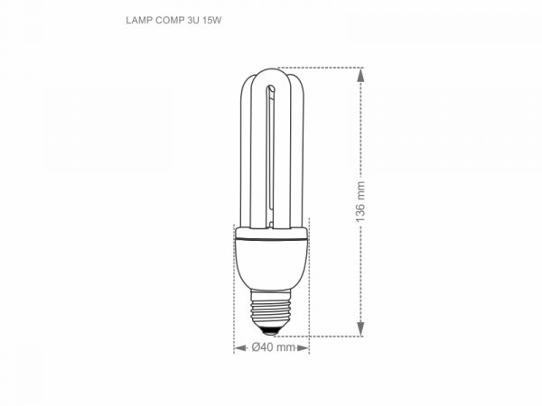 LAMPARA COMP ELET TASCHIBRA 3U 15W 127V 2700K - Imagen 3