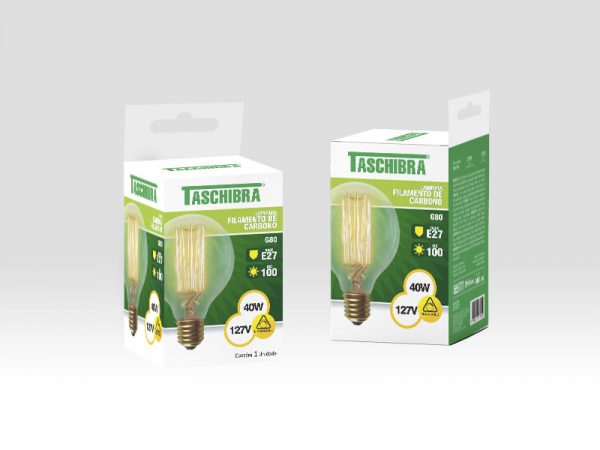 LÁMPARA DE FILAMENTO DE CARBONO TASCHIBRA G80 40W 127V - Imagen 3