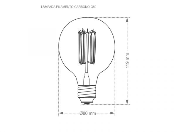 LÁMPARA DE FILAMENTO DE CARBONO TASCHIBRA G80 40W 127V - Imagen 4