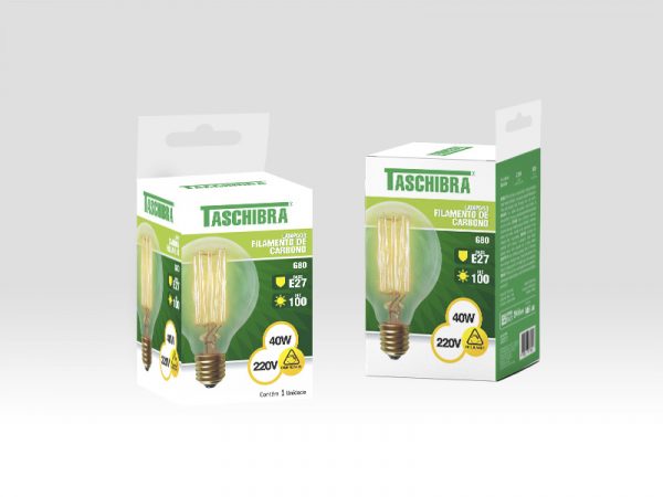 LAMPARA FILAMENTO CARBONO TASCHIBRA G80 40W 220V - Imagen 3