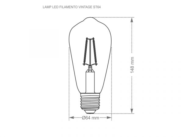 LÁMPARA LED VINTAGE DIM FILAMENTO ST64 4W 127V AMBAR - Imagen 2