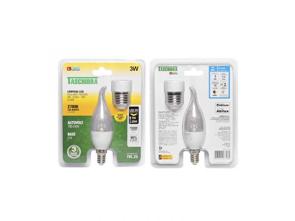 LÁMPARA VELA LED BOQUILLA TRENZADA TVL 25/3W 2700K E14 CON ADAPT. E27 - Imagen 2