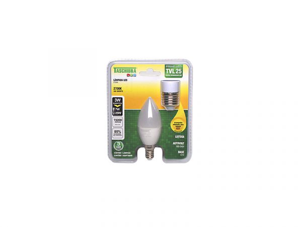 LÁMPARA LED VELA TVL 25 LECHOSA 3W 2700K E14 CON ADAPT. E27 - Imagen 2