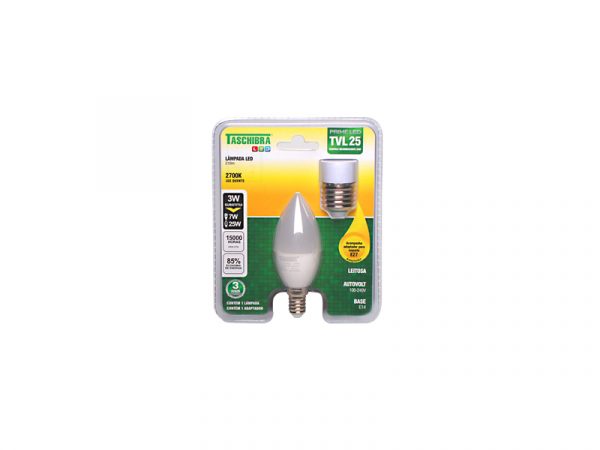LÁMPARA LED VELA TVL 25 LECHOSA 3W 2700K E14 CON ADAPT. E27 - Imagen 3