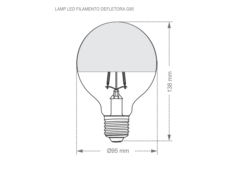 LÁMPARA DE FILAMENTO LED DEFLECTOR ESPEJO GLOBO G95 AUTOVOLT PLATA - Imagen 4