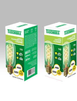 LÁMPARA FILAMENTO CARBONO TASCHIBRA T45 40W 220V