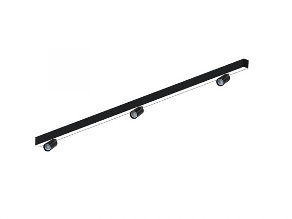 SPIRE LUZ LED LINEAL 60W 6500K SOBREPUESTO + 3 SPOT MR 11 SIN LÁMPARA NEGRO MATE