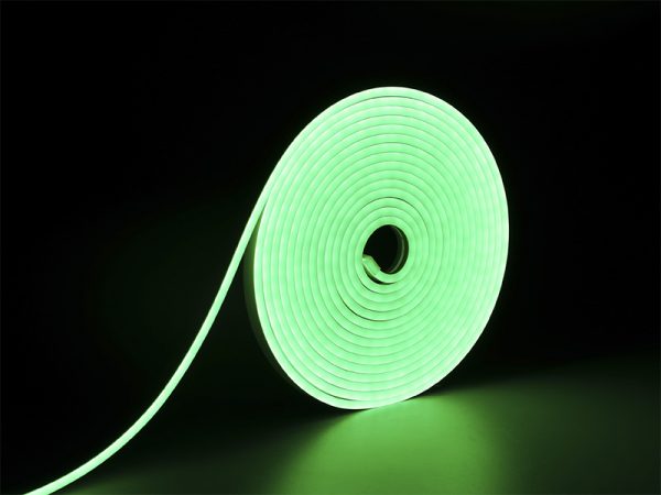 TIRA LED NEON FLEX 8W 120 LEDS/M 5M 12V CON FUENTE AUTOVOLT IP65 VERDE - Imagen 2