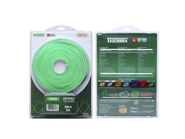 TIRA LED NEON FLEX 8W 120 LEDS/M 5M 12V CON FUENTE AUTOVOLT IP65 VERDE - Imagen 3