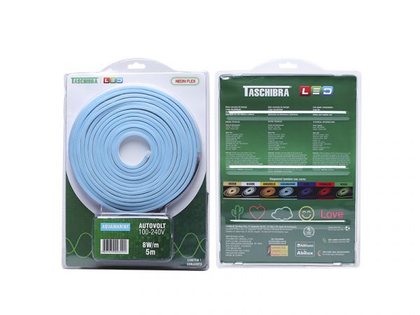 TIRA LED NEON FLEX 8W 120 LEDS/M 5M 12V CON FUENTE AUTOVOLT IP65 AGUAMARINA - Imagen 3
