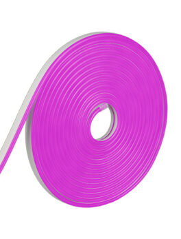 FITA LED NEON FLEX 8W 120 LEDS/M 5M 12V COM FONTE AUTOVOLT IP65 ROSA