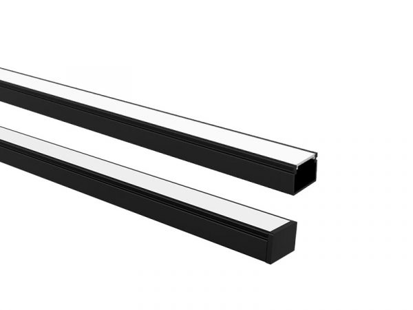 TASCHIBRA VERTEX PERFIL LED 20X14 SOBREPOSICIÓN 14X20X1000mm NEGRO MATE