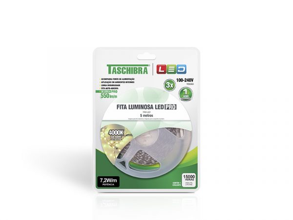 TIRA LED PRO 7.2W 90 LEDS/M 5M 12V CON FUENTE AUTOVOLT IP20 4000K - Imagen 3