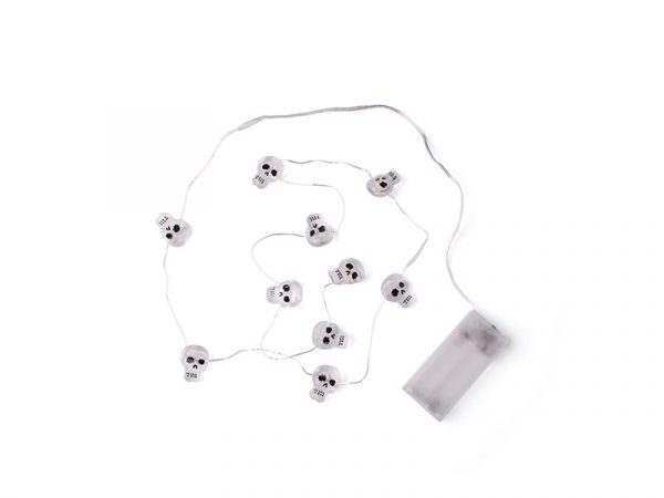 HALLOWEEN TASCHIBRA HILO LED 10 CALAVERAS BLANCAS 2XAA