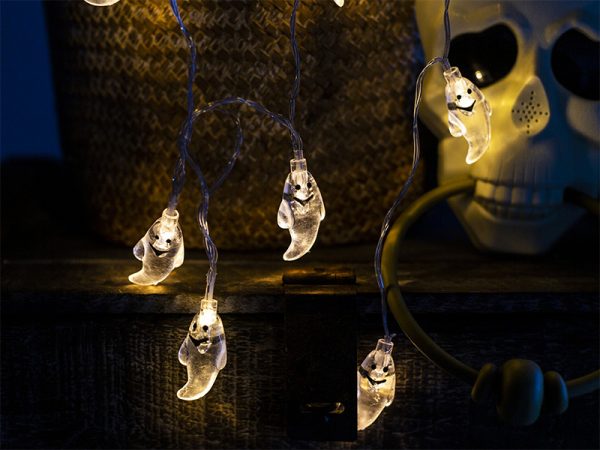 CADENA LED TASCHIBRA HALLOWEEN 10 FANTASMAS TRANSPARENTE 2XAA - Imagen 3