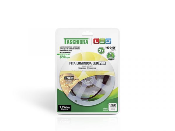 TIRA LED PRO 7.2W 90 LEDS/M 5M 12V CON FUENTE AUTOVOLT IP20 2700K - Imagen 2