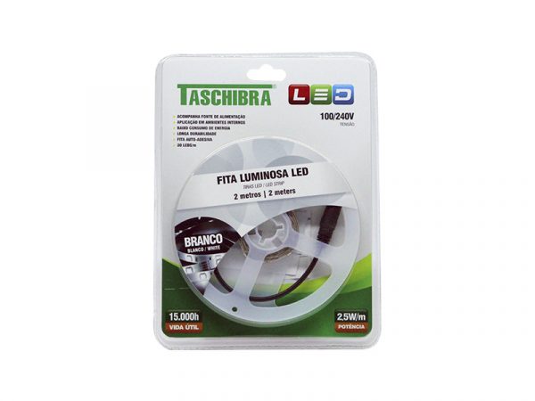 TIRA LED 2.5W 30 LEDS/M 2M 12V CON FUENTE AUTOVOLT IP20 BLANCO - Imagen 2