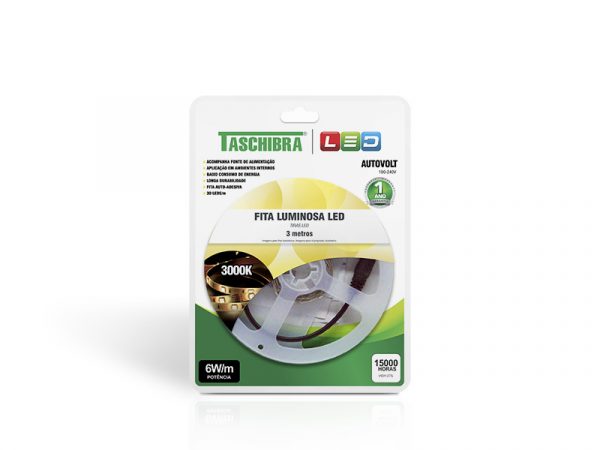 FITA LED 6W 30 LEDS/M 3M 12V COM FUENTE AUTOVOLT IP20 3000K - Imagen 2