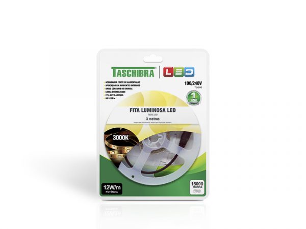 TIRA LED 12W 60 LEDS/M 3M 12V CON FUENTE AUTOVOLT IP20 3000K - Imagen 3