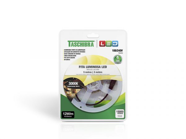 TIRA LED 12W 60 LEDS/M 5M 12V CON FUENTE AUTOVOLT IP20 3000K - Imagen 2