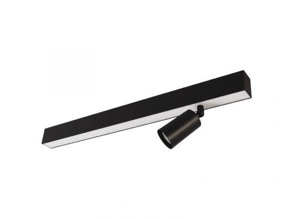 SPIRE LUZ LED LINEAL 20W 6500K SOBREPOSICIÓN + 1 SPOT MR 11 SIN LÁMPARA NEGRO MATE
