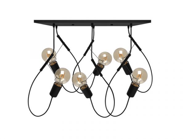 COLGANTE TASCHIBRA BUNGEE 6XE27 NEGRO MATE