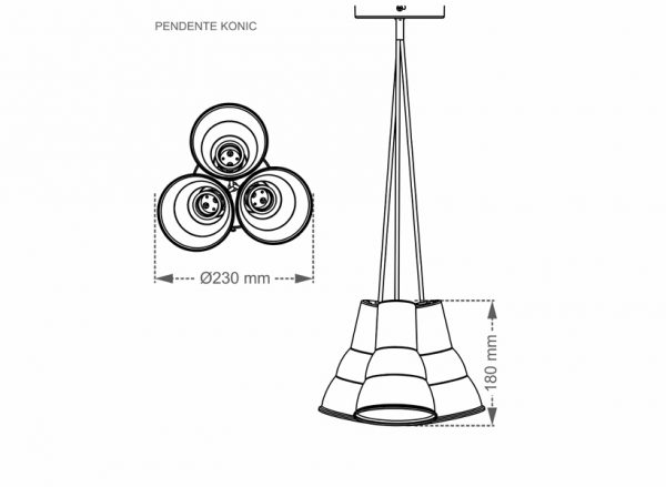 COLGANTE TASCHIBRA KONIC 3XE27 NEGRO FOSCO - Imagen 6