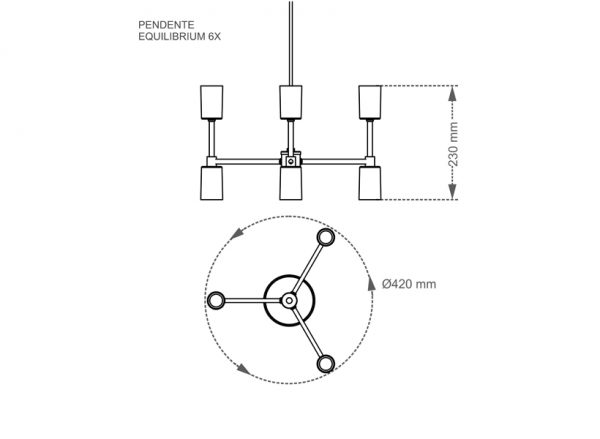 COLGANTE TASCHIBRA EQUILIBRIUM 6XE27 NEGRO - Imagen 6