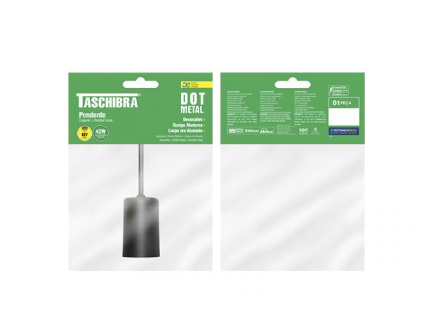 COLGANTE PUNTO METAL TASCHIBRA E-27 NEGRO MATE - Imagen 2
