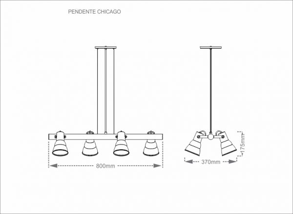 COLGANTE TASCHIBRA CHICAGO 4XE27 NEGRO MATE - Imagen 5