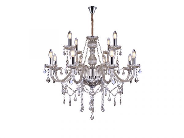 LÁMPARA DE CRISTAL TASCHIBRA GLAM COGNAQUE 12XE14