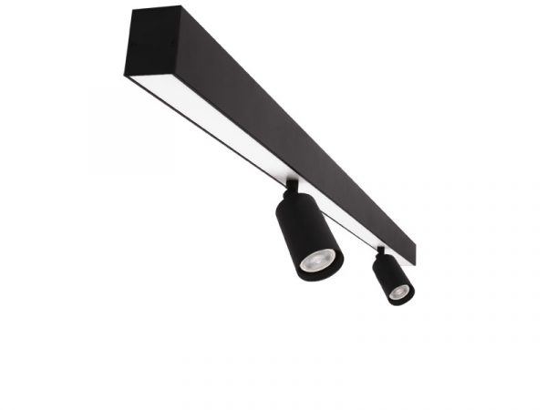 SPIRE LUZ LED LINEAL 40W 3000K SOBREPOSICIÓN + 2 SPOT MR 11 SIN LÁMPARA NEGRO MATE - Imagen 2
