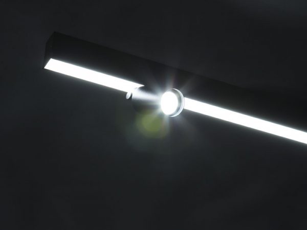 SPIRE LUZ LED LINEAL 40W 6500K SUPERPOSICIÓN + 2 SPOT MR 11 SIN LÁMPARA NEGRO MATE - Imagen 6