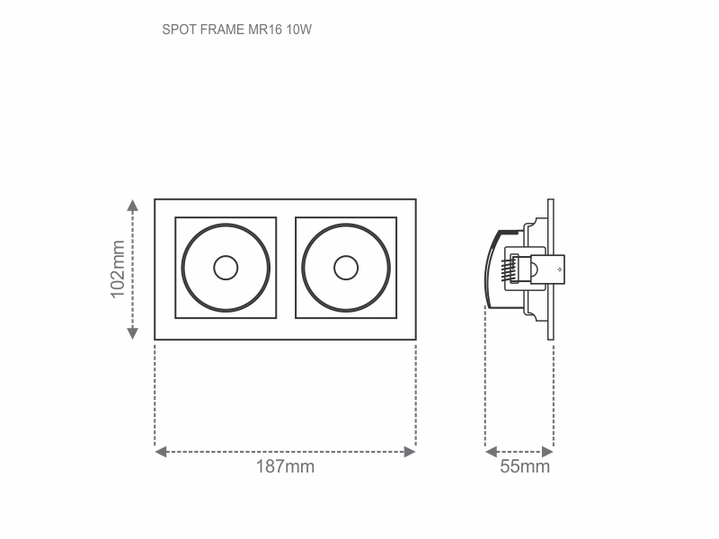 SPOT MARCO EMPOTRAR CUADRADO LED 2XMR16 10W 3000K - Imagen 7