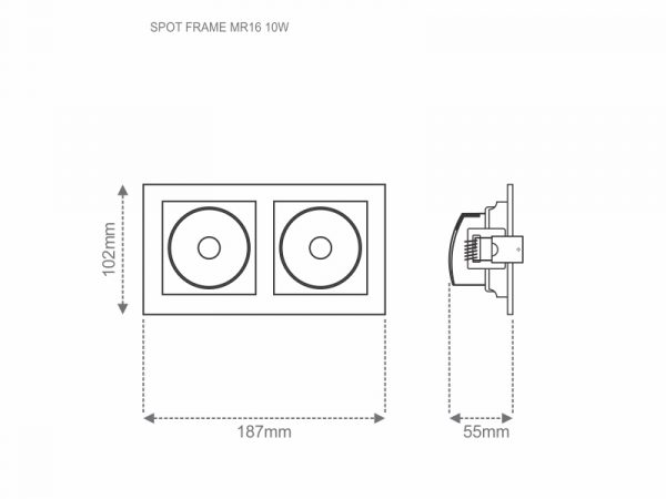 SPOT MARCO EMPOTRAR CUADRADO LED 2XMR16 10W 6500K - Imagen 7