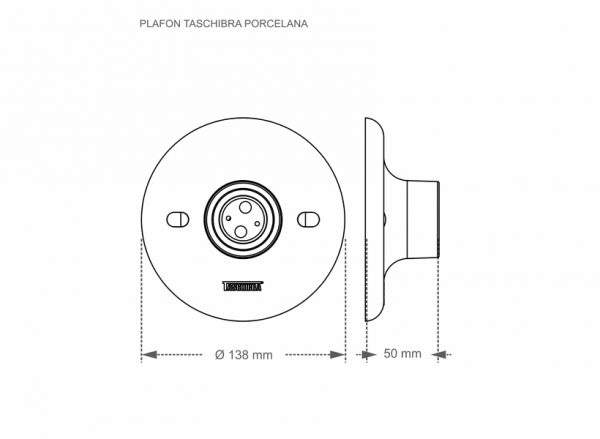 TASCHIBRA E-27 PLAFON EN PORCELANA BOLSA DE PLÁSTICO NEGRO - Imagen 4