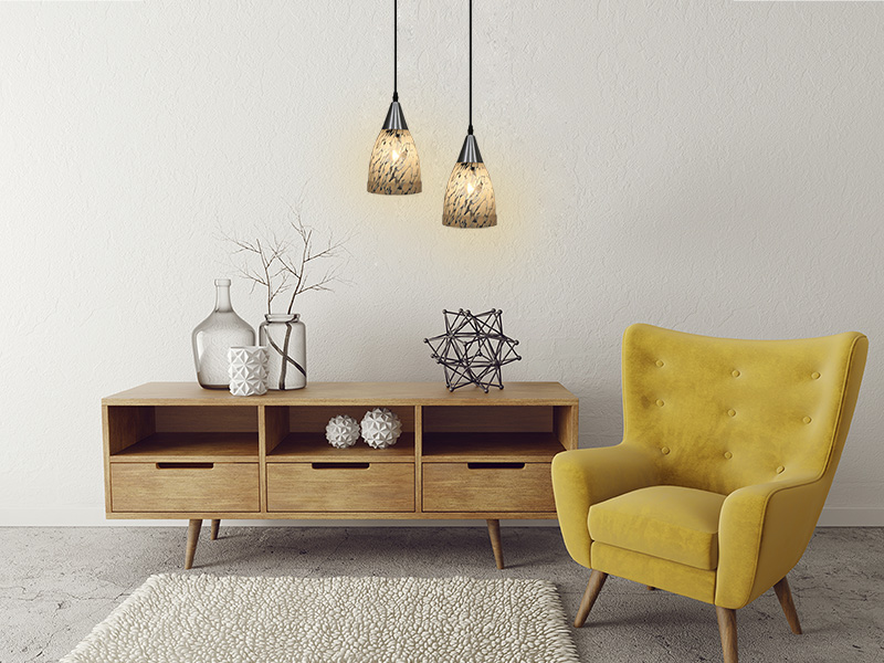 TASCHIBRA COLGANTE VICENZA LISO TRANSPARENTE+LECHOSO 1XE27 PLATA - Imagen 4