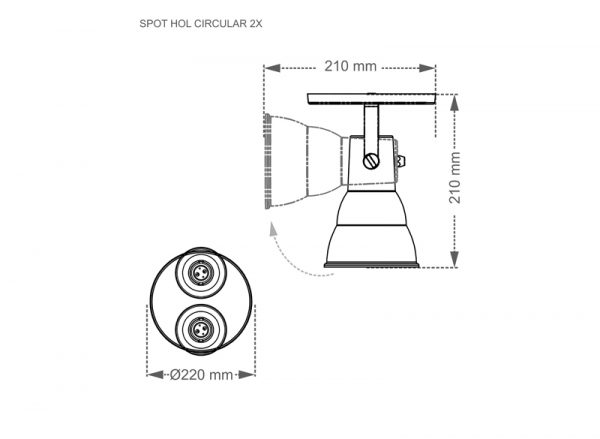 SPOT TASCHIBRA CIRCULAR HOL 2XE27 BLANCA - Imagen 3