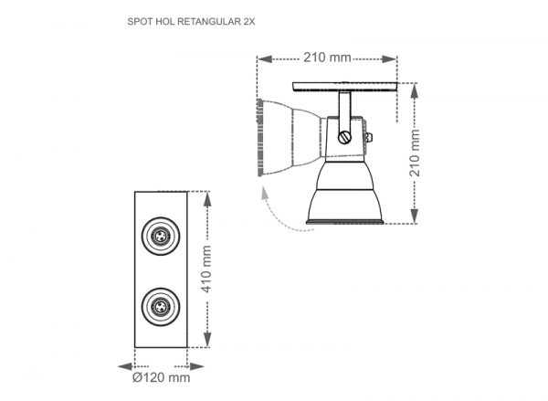 SPOT TASCHIBRA LINEAR HOL 2XE27 BLANCA - Imagen 2