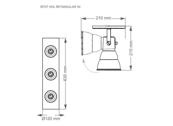 SPOT TASCHIBRA LINEAR HOL 3XE27 BLANCA - Imagen 2