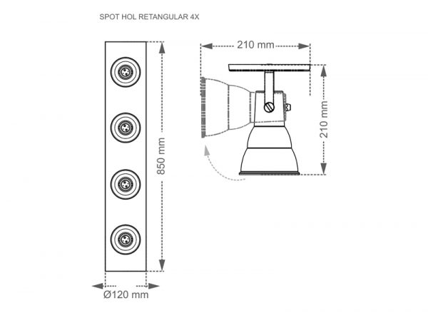 SPOT TASCHIBRA LINEAR HOL 4XE27 BLANCA - Imagen 2