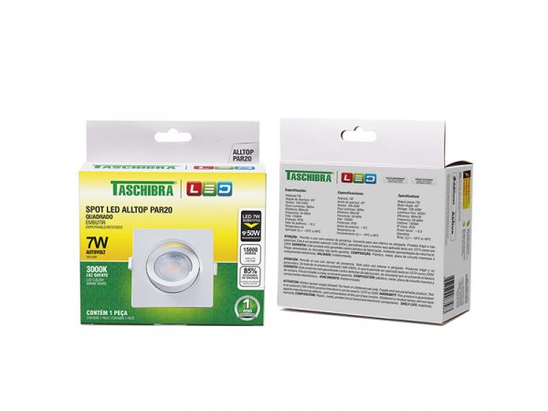SPOT EMPOTRAR CUADRADO ALLTOP LED PAR20 7W 3000K 45º - Imagen 4